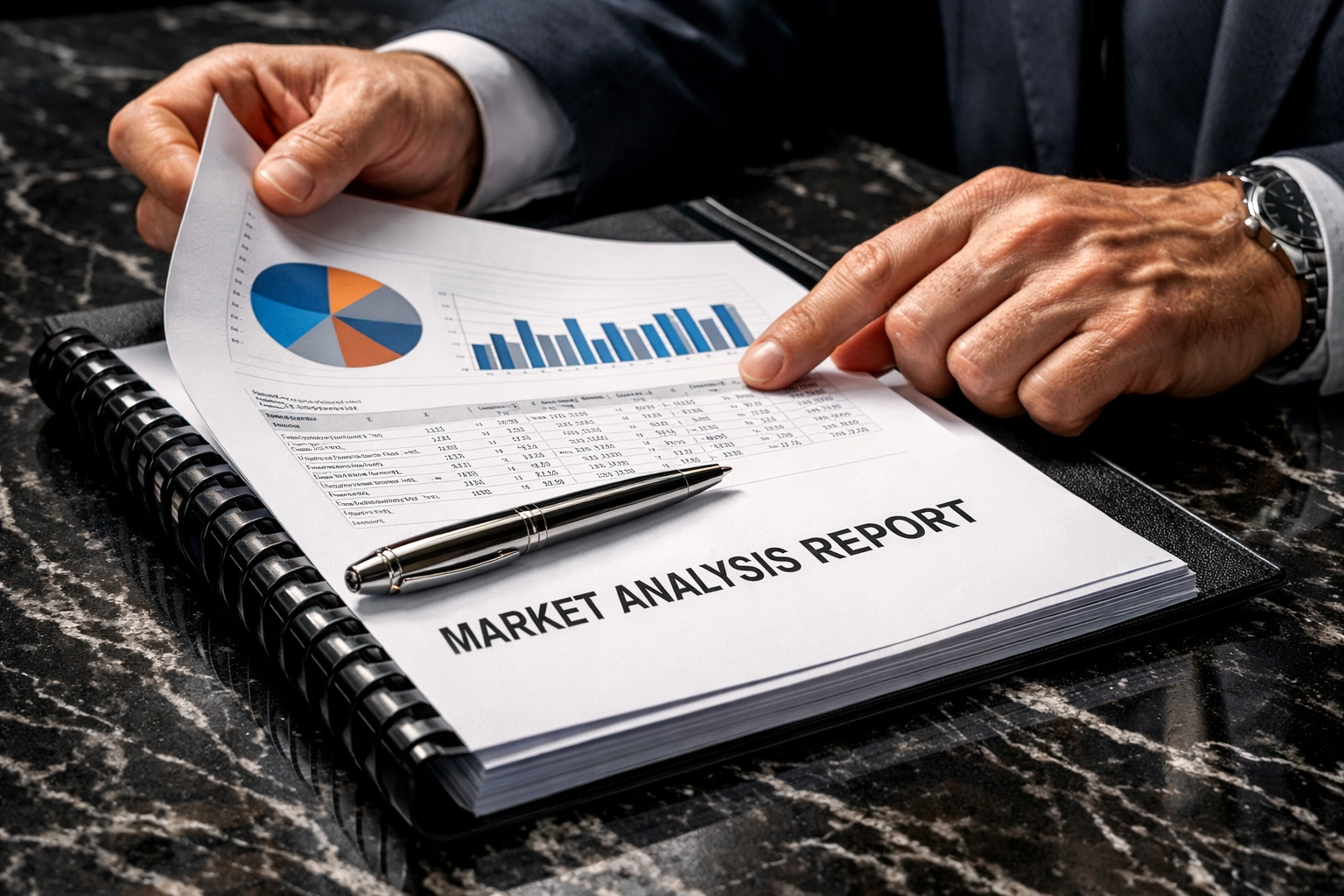 Professional reviewing a business valuation report for an exit in the North Carolina market.