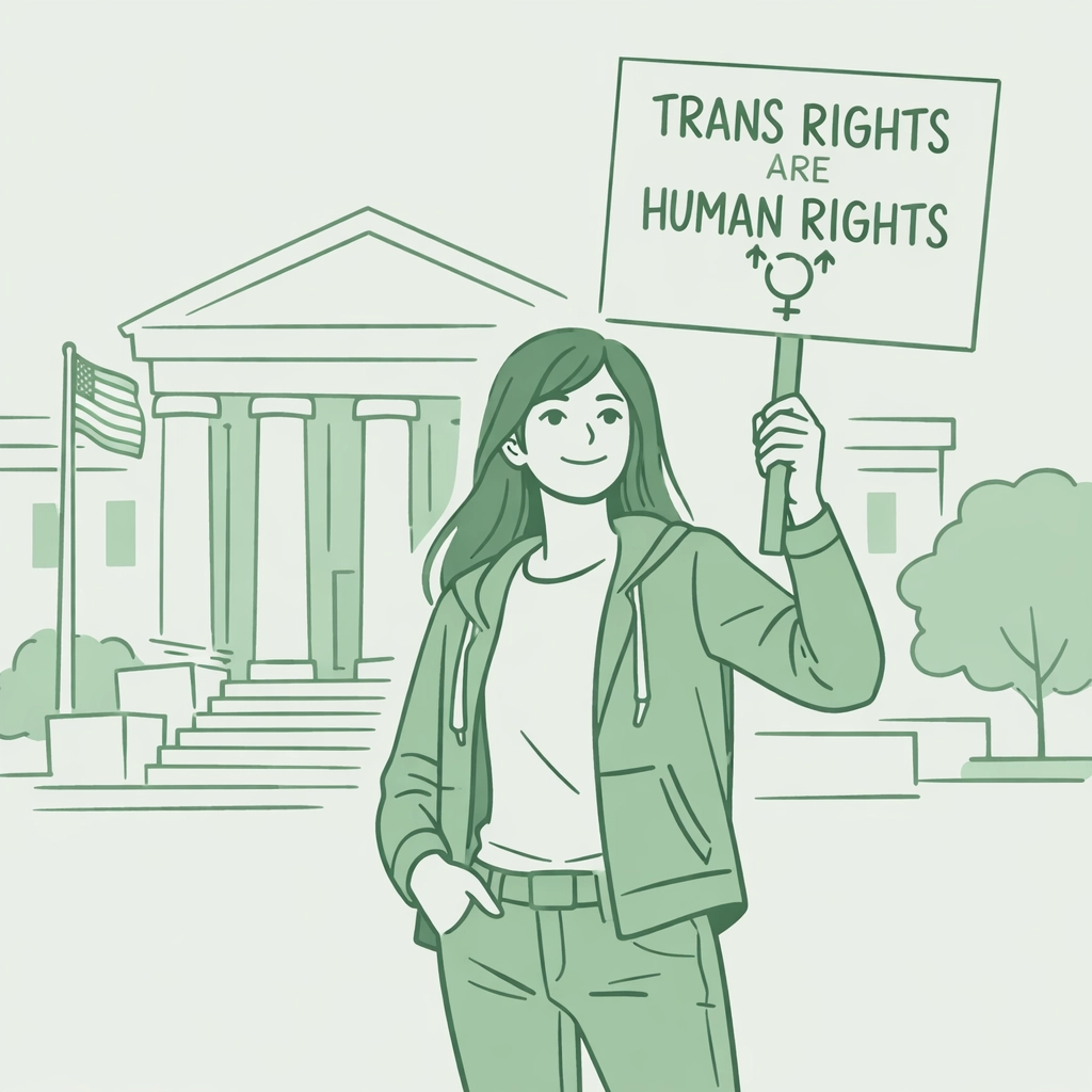 Hunter Schafer transgender activist protesting HB2 bathroom bill at North Carolina courthouse