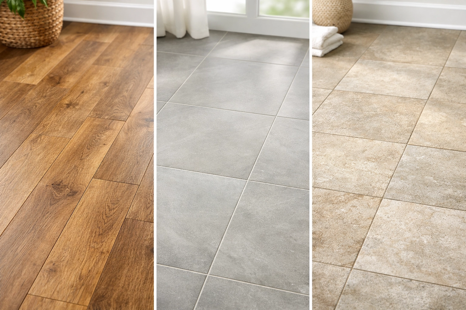 Bathroom flooring options including porcelain tile and luxury vinyl for Florida humidity resistance