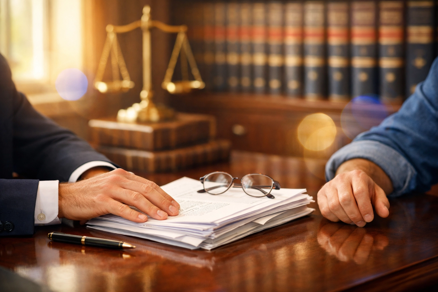 An Oklahoma bankruptcy attorney meeting with a client to discuss financial relief and legal options.