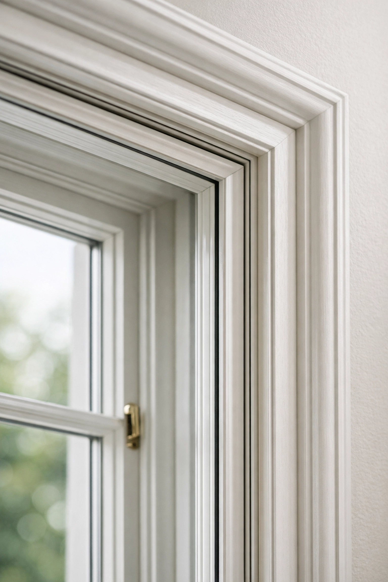 Timber secondary glazing frame detail fitted in Regency window reveal showing craftsmanship
