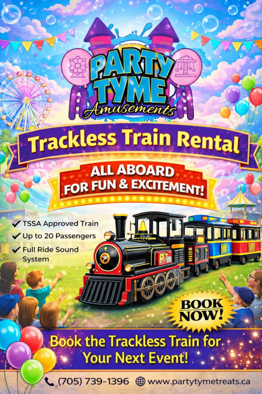 Party Tyme Amusements’ Trackless Train Rental Promotional Image