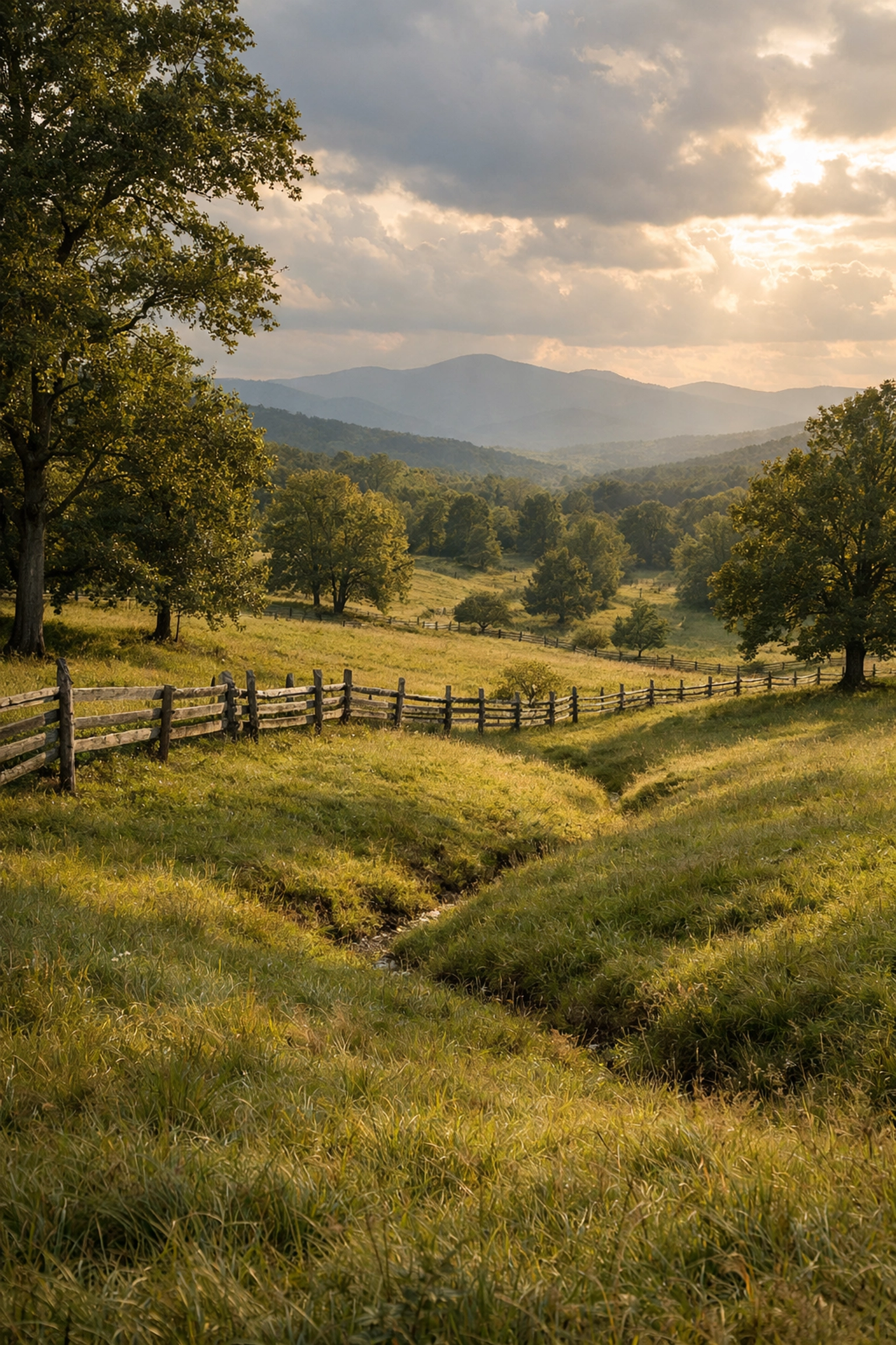 Rolling Blue Ridge foothills pasture land ideal for horse properties