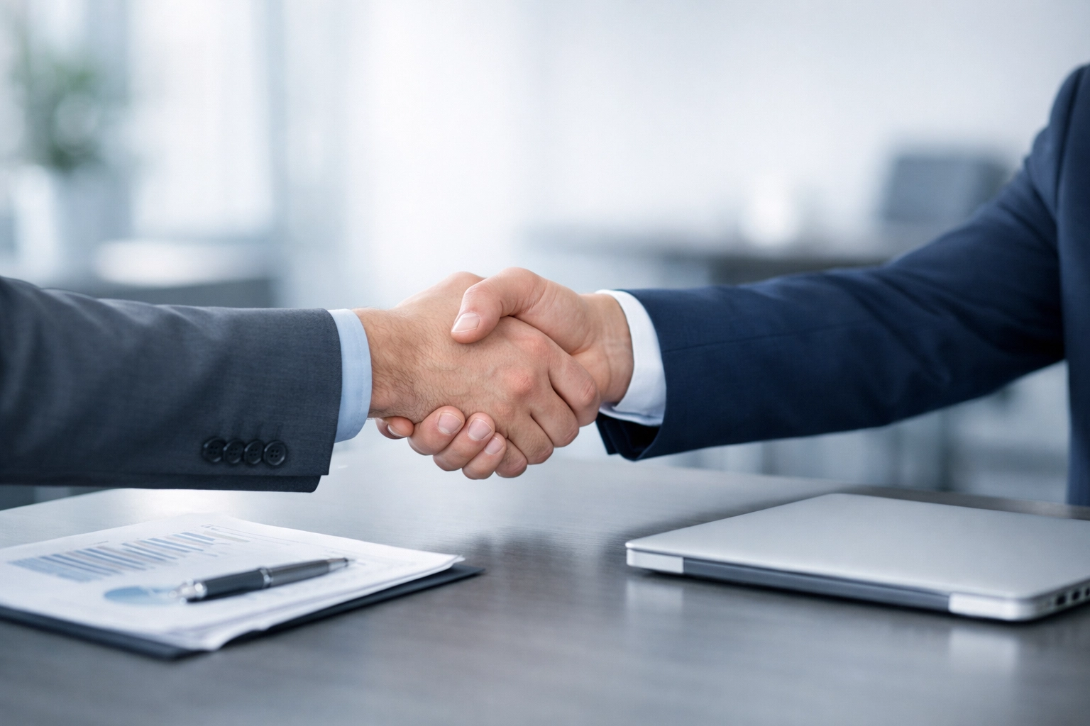 Business broker handshake sealing confidential sale agreement in Alabama