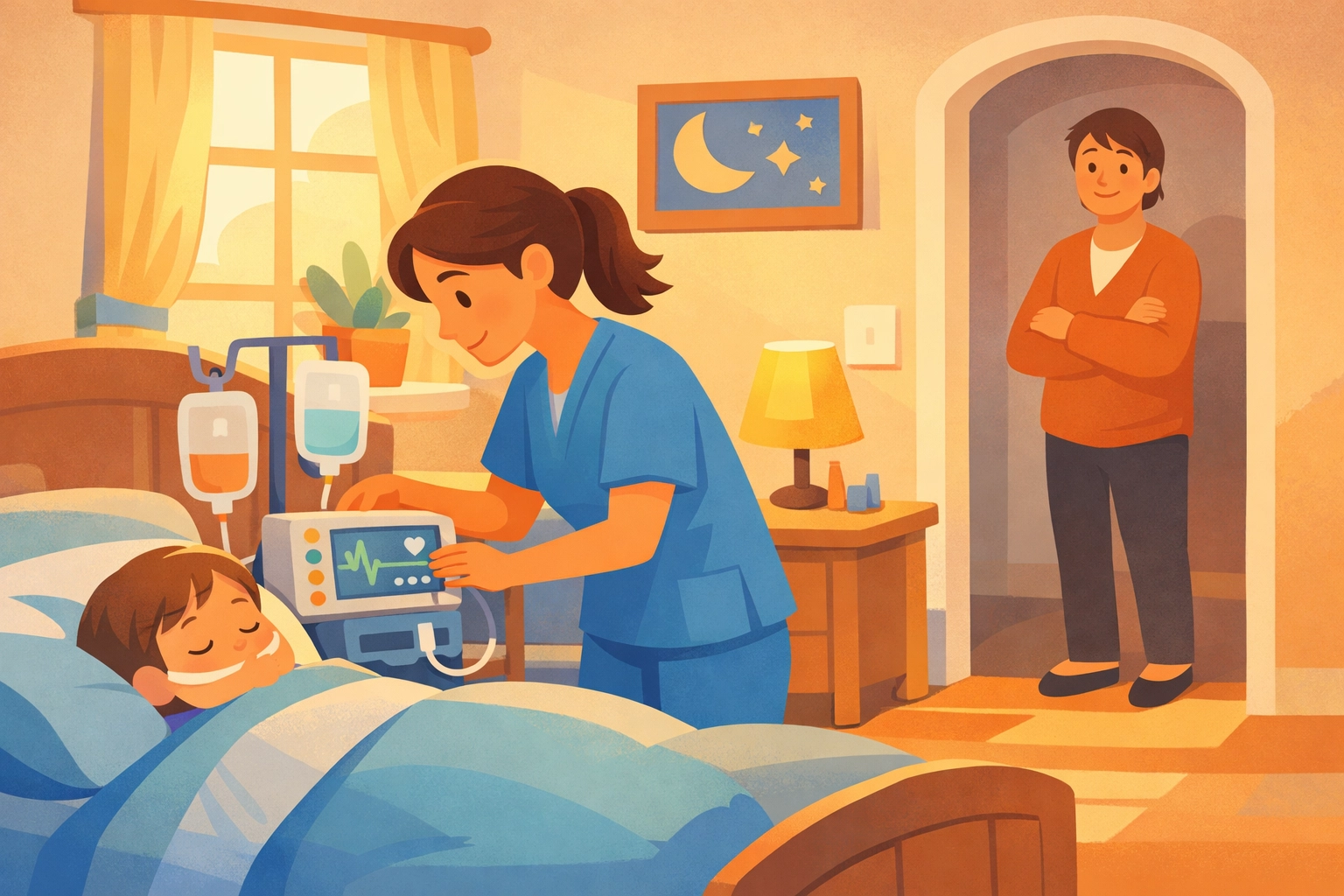 Pediatric nurse providing in-home care to medically fragile child in Georgia