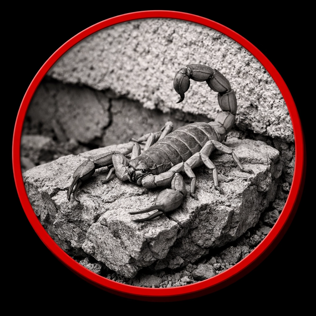 Arizona Bark Scorpion near a home foundation in Coolidge AZ 85128.