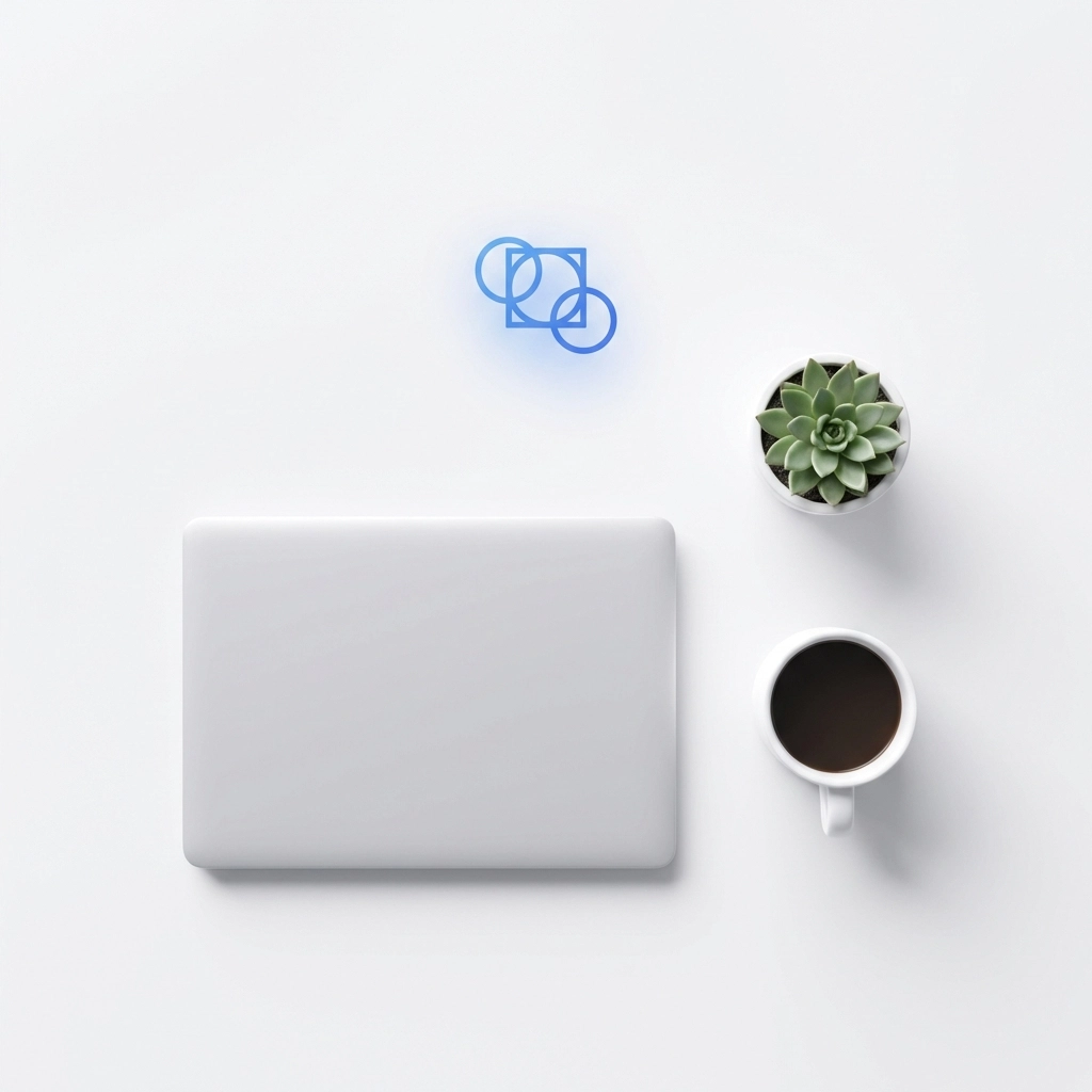 Organized minimalist workspace symbolizing clarity and cognitive fluency in web design for trust building.