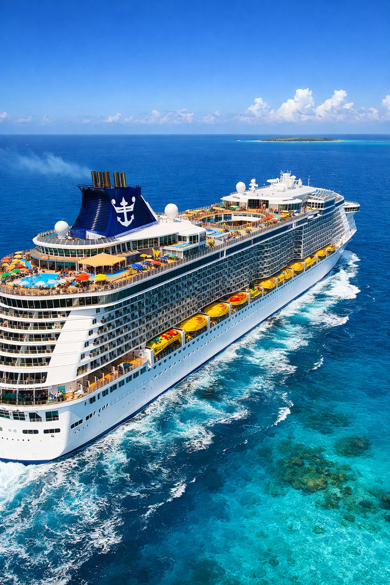 Royal Caribbean cruise ship sailing in Caribbean waters - best choice for first-time cruisers