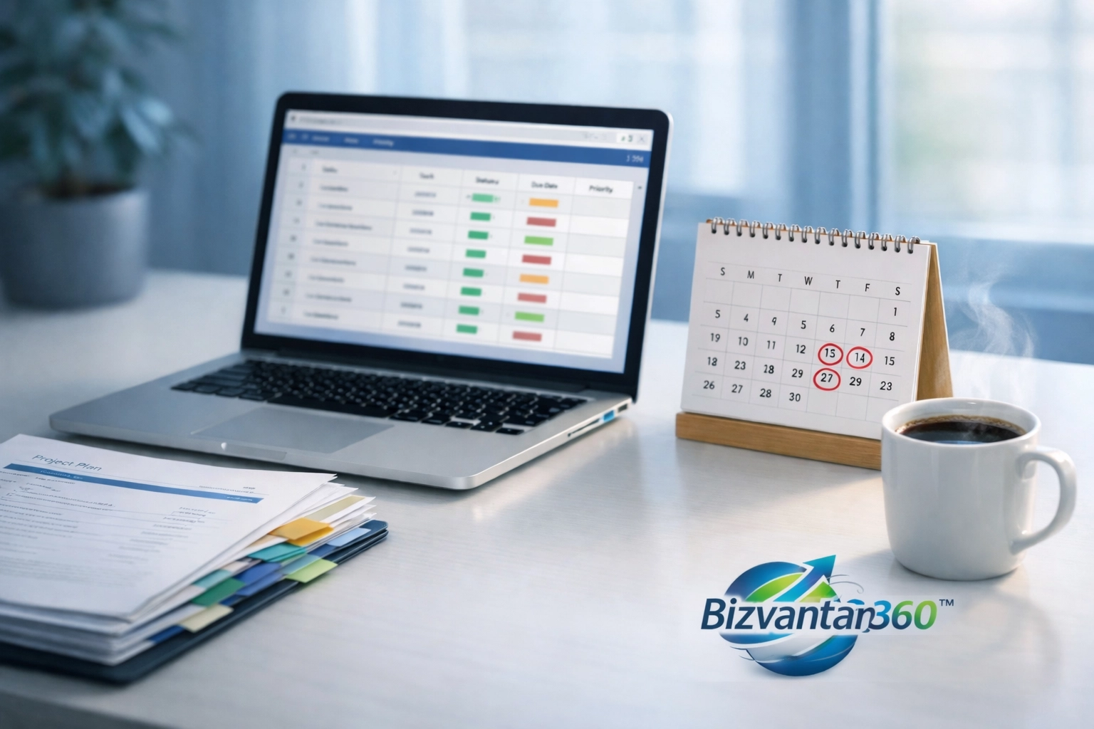 Organized entrepreneur desk with laptop and calendar for small business tax compliance planning