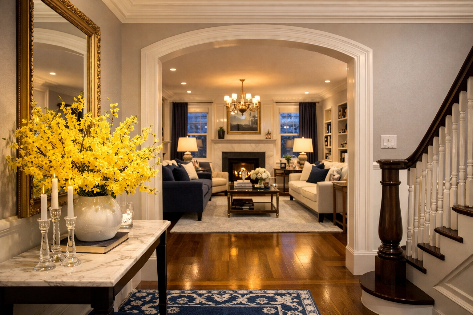 A bright, welcoming home entryway after reliable house cleaning Worcester MA for busy commuters.