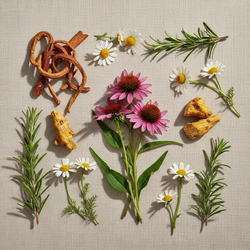 Herbal Flat Lay of Medicinal Plants