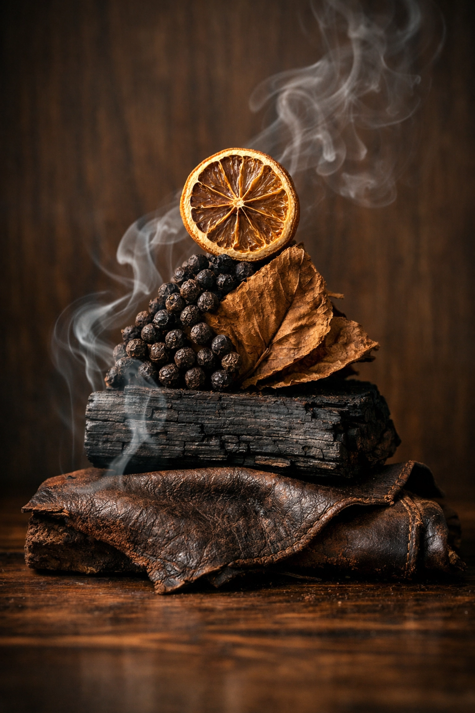 Complex scent notes of leather, tobacco, and cedarwood from the Wild West beard oil collection.