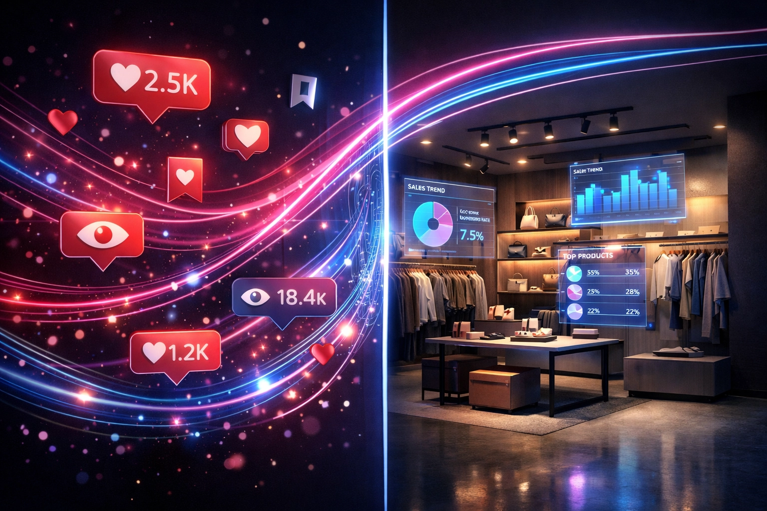 Social media engagement data flowing into retail store for personalized customer experience