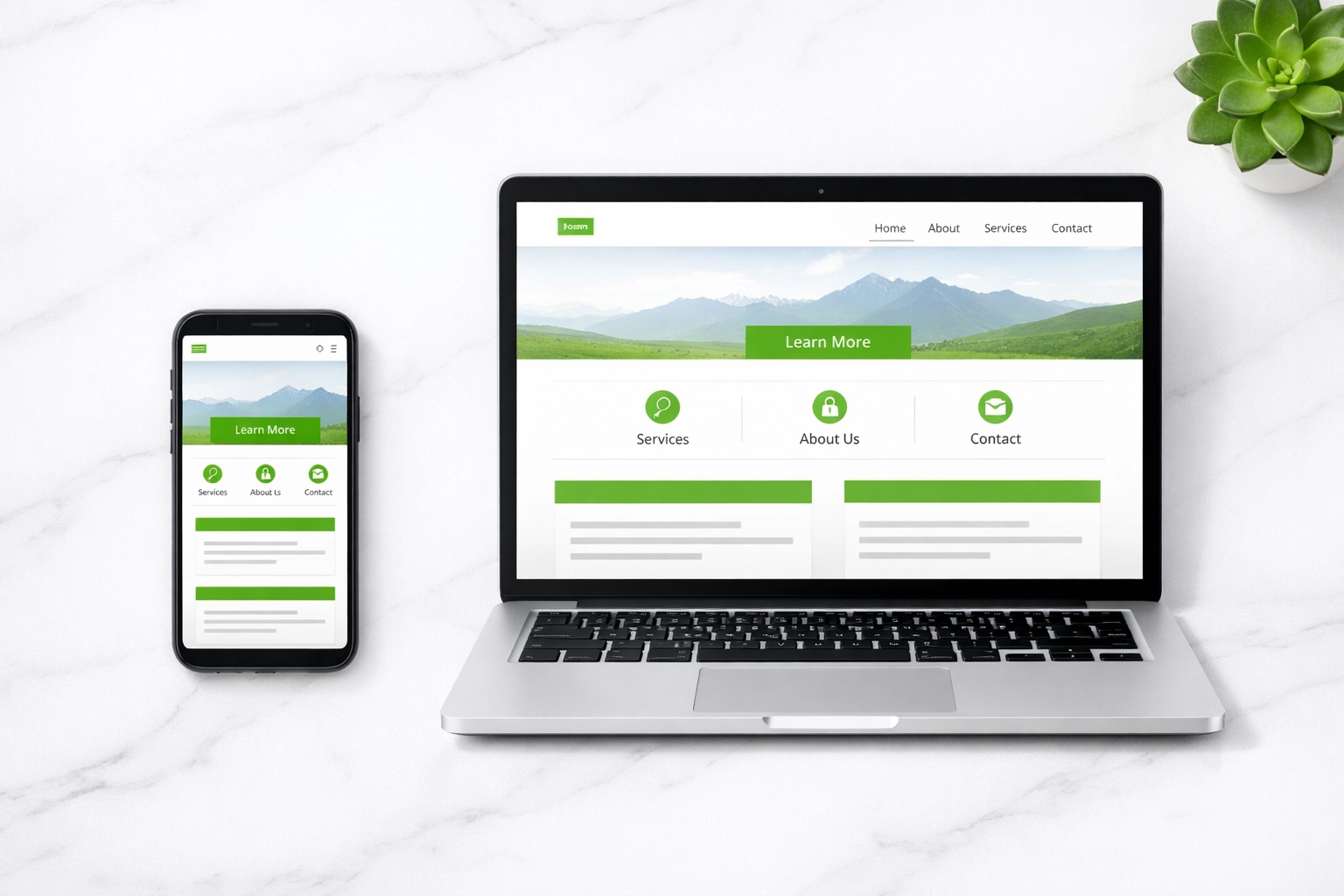 Modern mobile-responsive website design shown across a laptop and smartphone for seamless user experience.