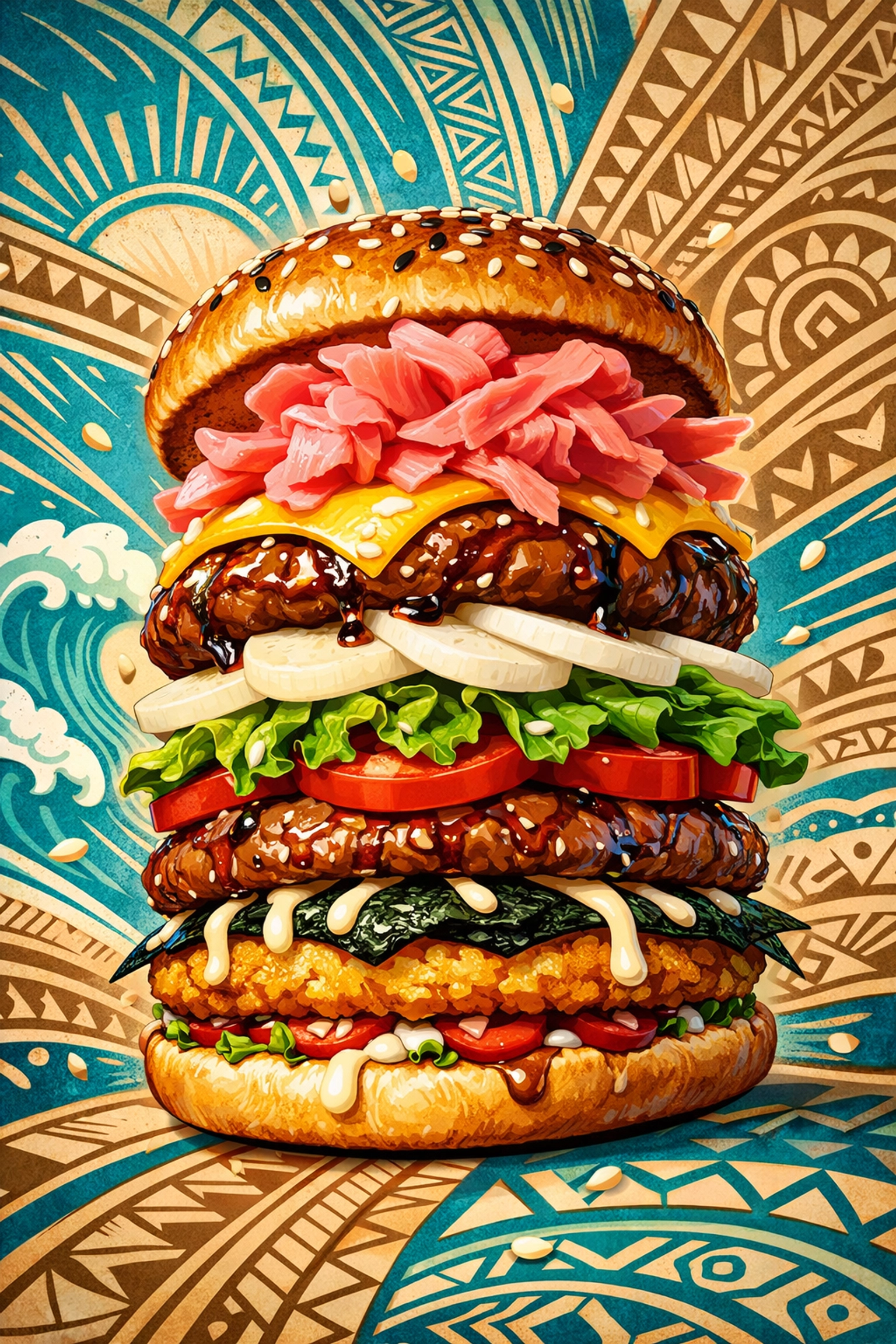 Gourmet Japanese-American fusion burger from Fukuburger Buffalo at Talofa Fest 2026.