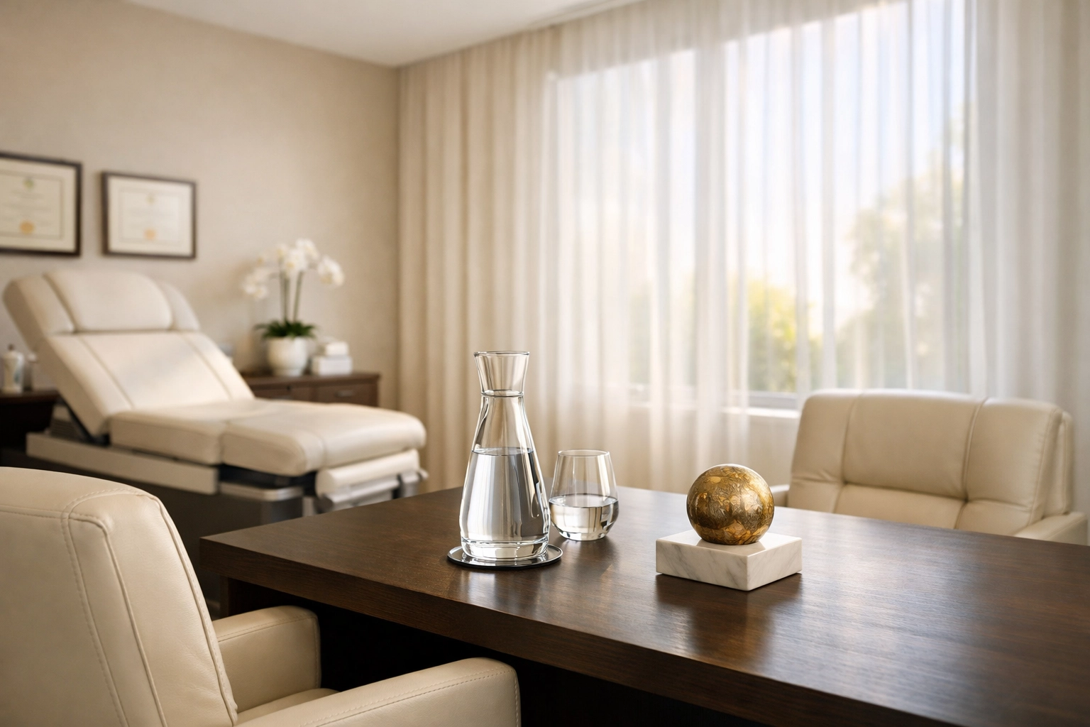 Modern and private medical consultation room in Boca Raton for confidential wellness and ED treatment.