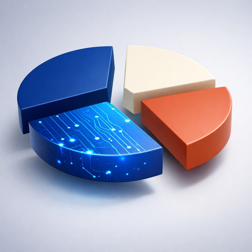 Portfolio allocation chart with equities, bonds, alternatives, and digital assets segments