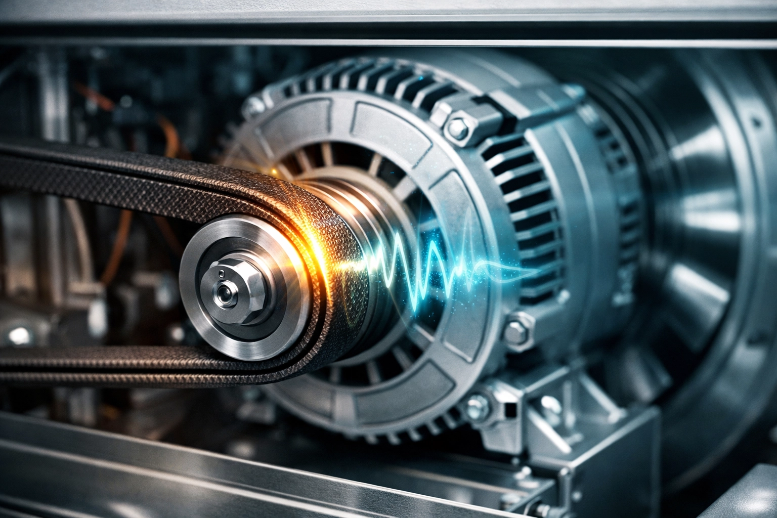 Internal HVAC motor and drive belt assembly showing common causes of ac screeching.