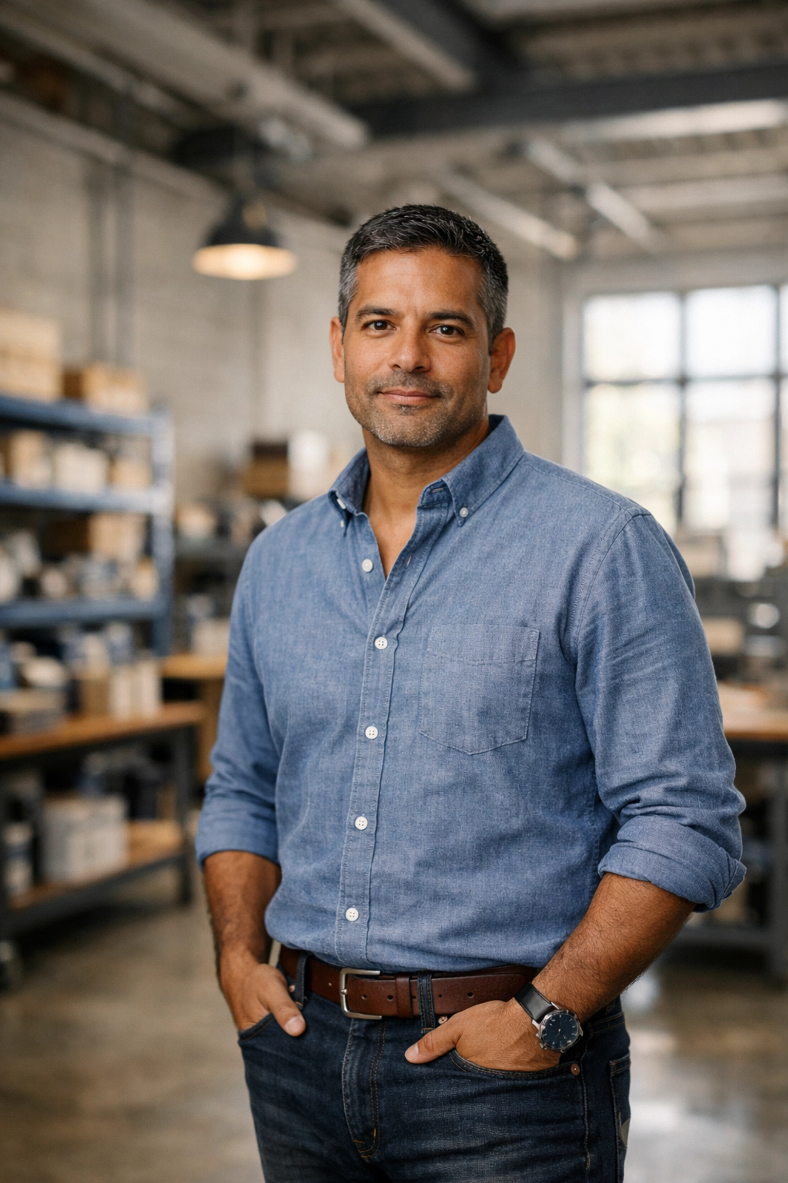 Business owner in Tri-State warehouse ensuring proper workers compensation compliance