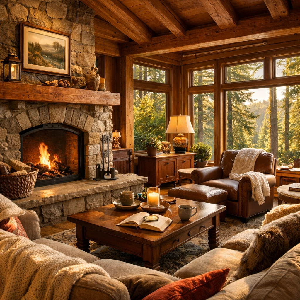 Comfortable Pacific Northwest living room showcasing aging in place with home equity