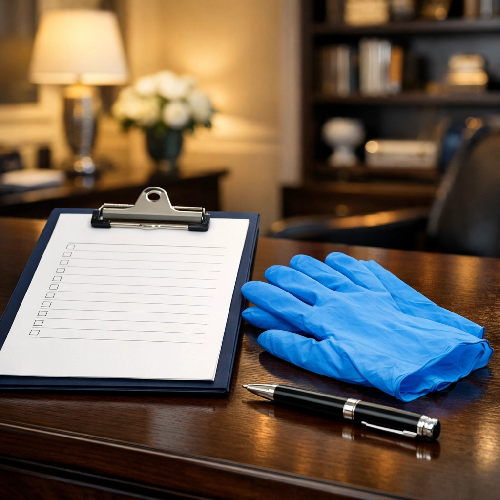A checklist for residential cleaning in Massachusetts showing detailed tasks for a spotless home.