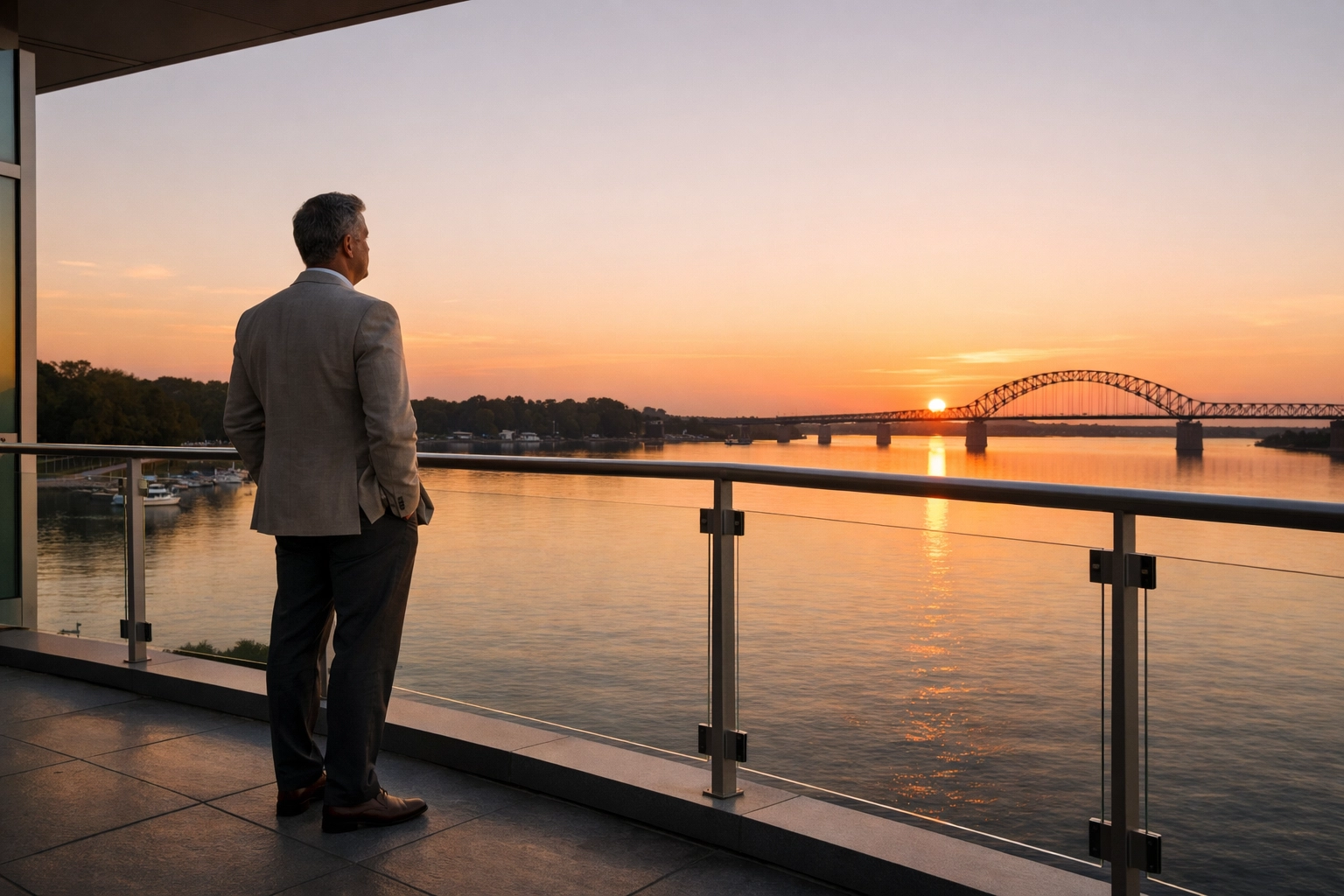 Owner at sunset after a successful exit, highlighting the value of a professional business broker mississippi.
