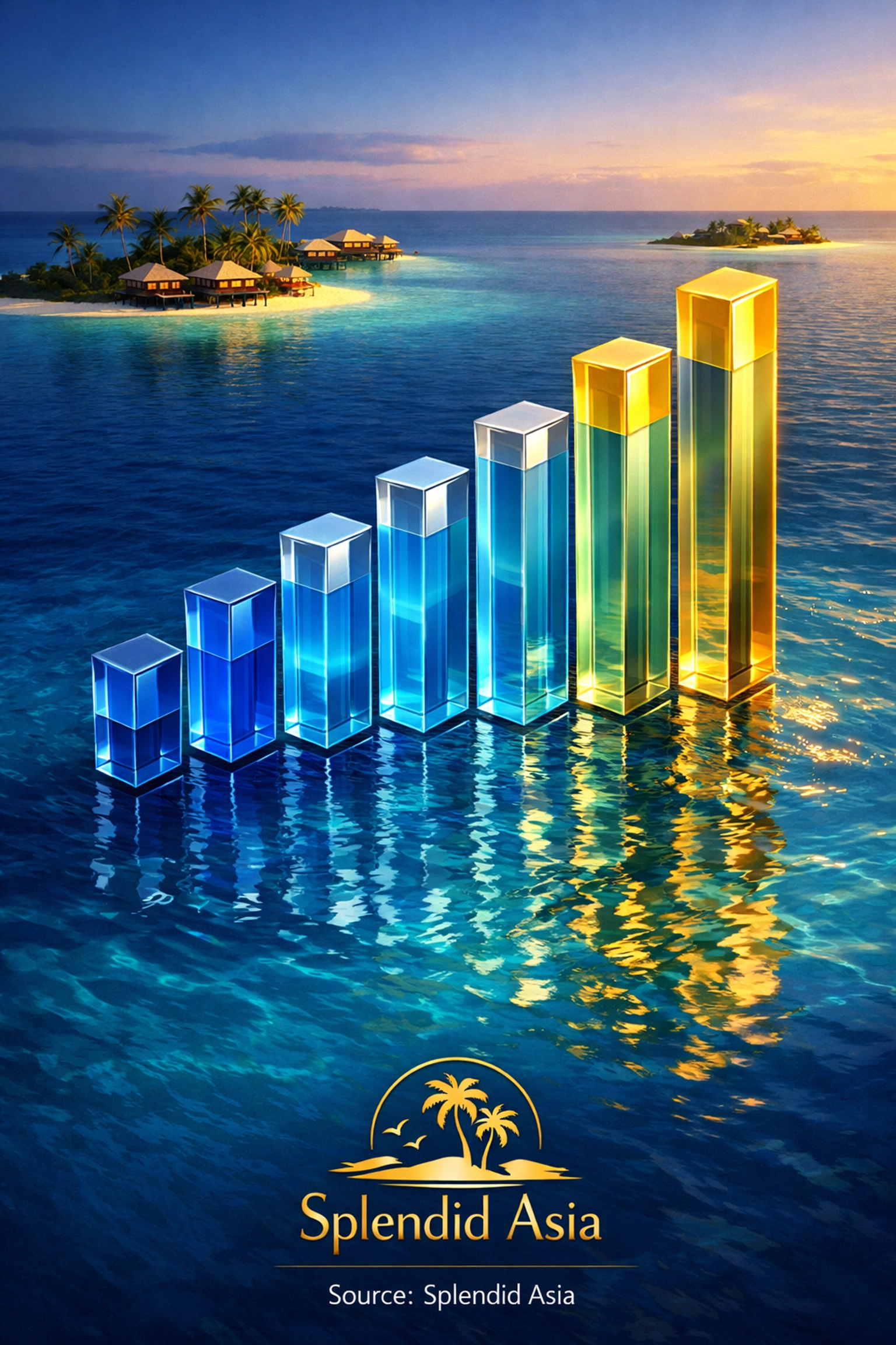 Visualization of Maldives luxury resort occupancy and travel industry growth trends.