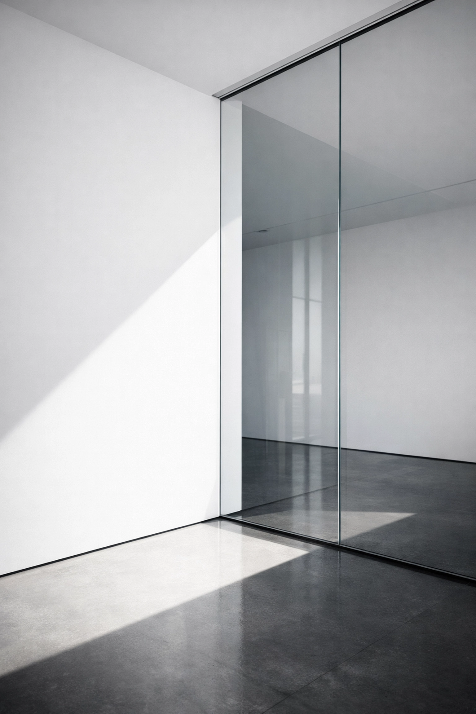 Modern architectural interior with glass walls symbolizing transparent brand strategy and infrastructure.