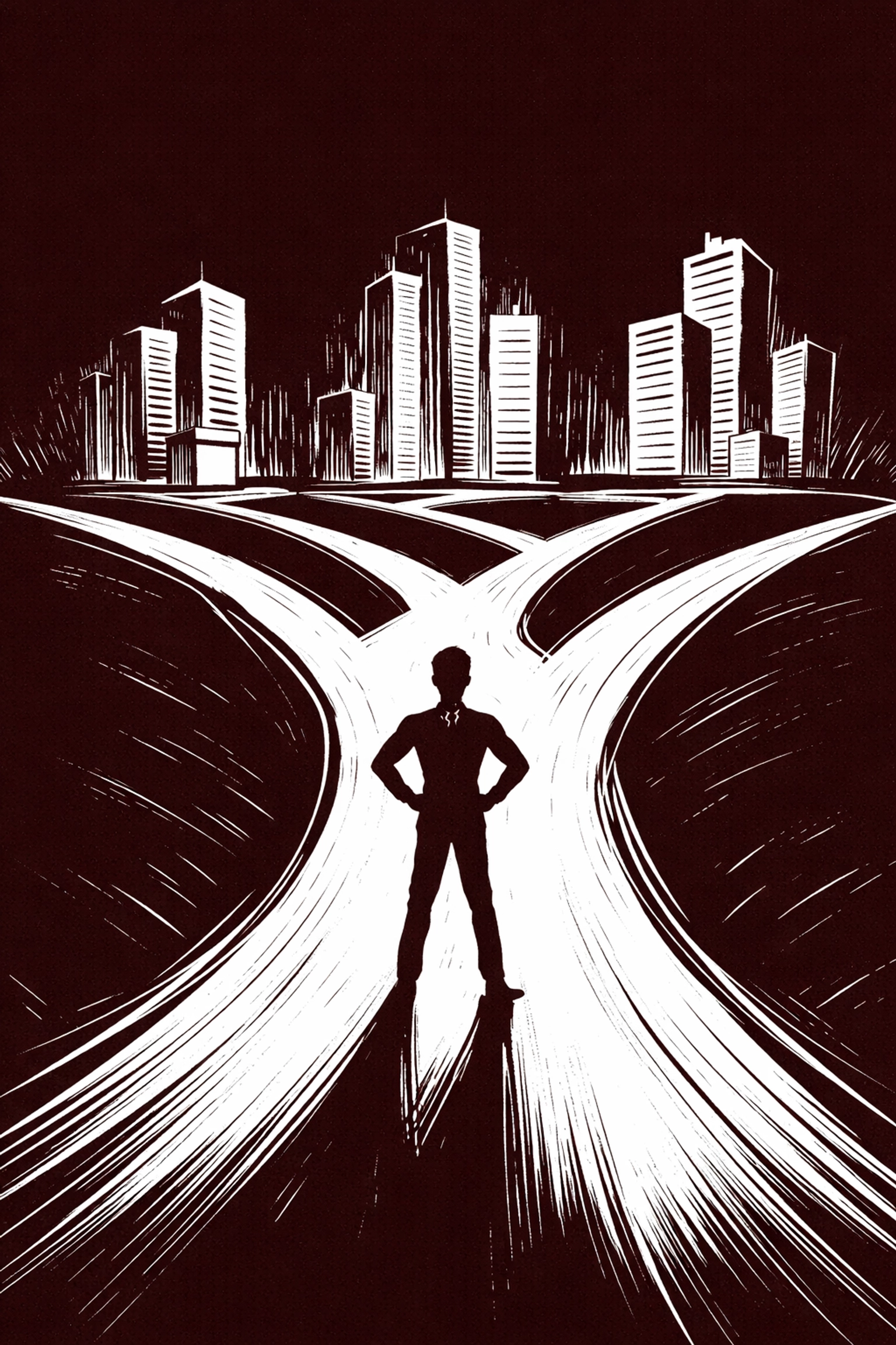 A confident creator stands at a crossroads choosing between top brands in the select IncluHub portal