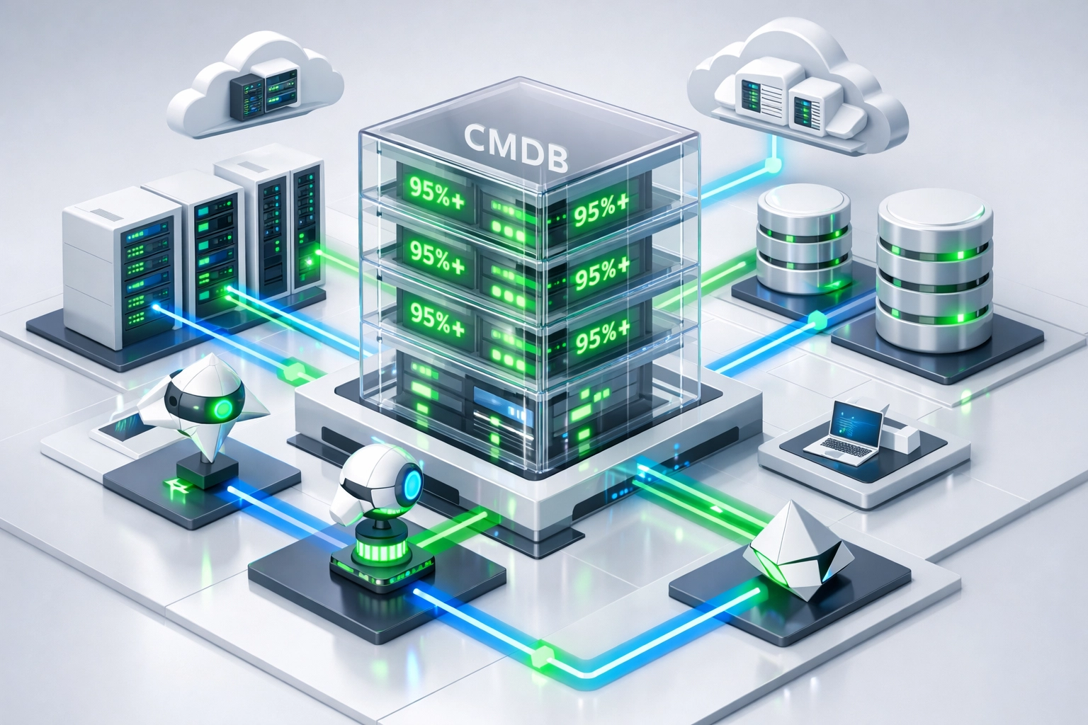ServiceNow CMDB infrastructure topology with 95% accuracy and AI-driven monitoring