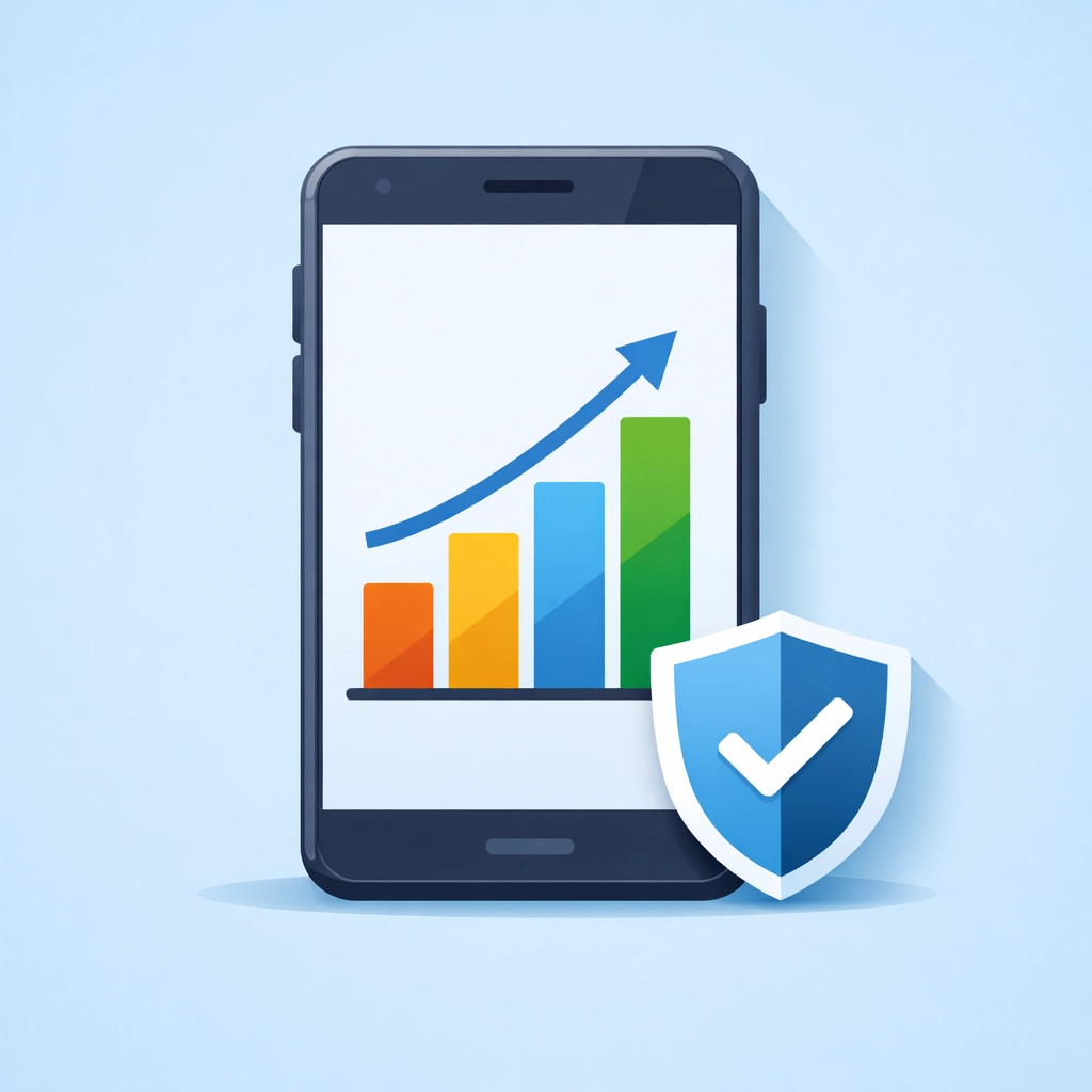Ilustración de monitoreo de crédito en un celular para ver reportes y proteger el historial crediticio.