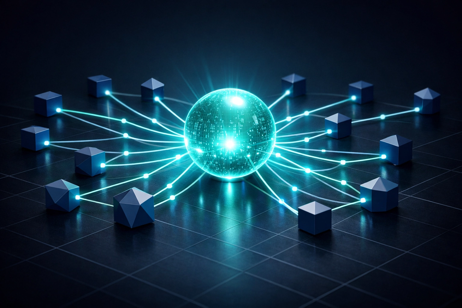 Autonomous AI agent connecting to multiple systems for independent decision-making