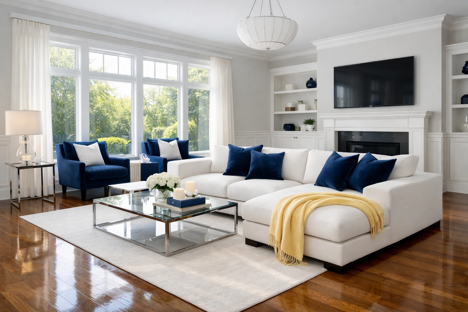 Stress-free organized living room in Westborough showing mental health benefits of weekly house cleaning Westborough MA.