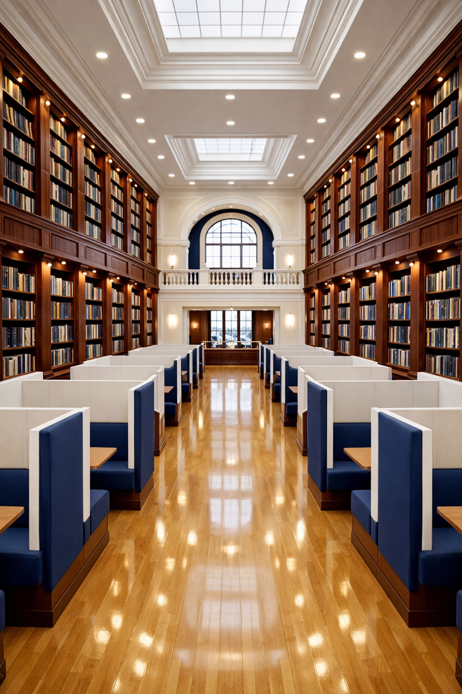 Pristine private school library in Andover after a professional seasonal deep cleaning service.