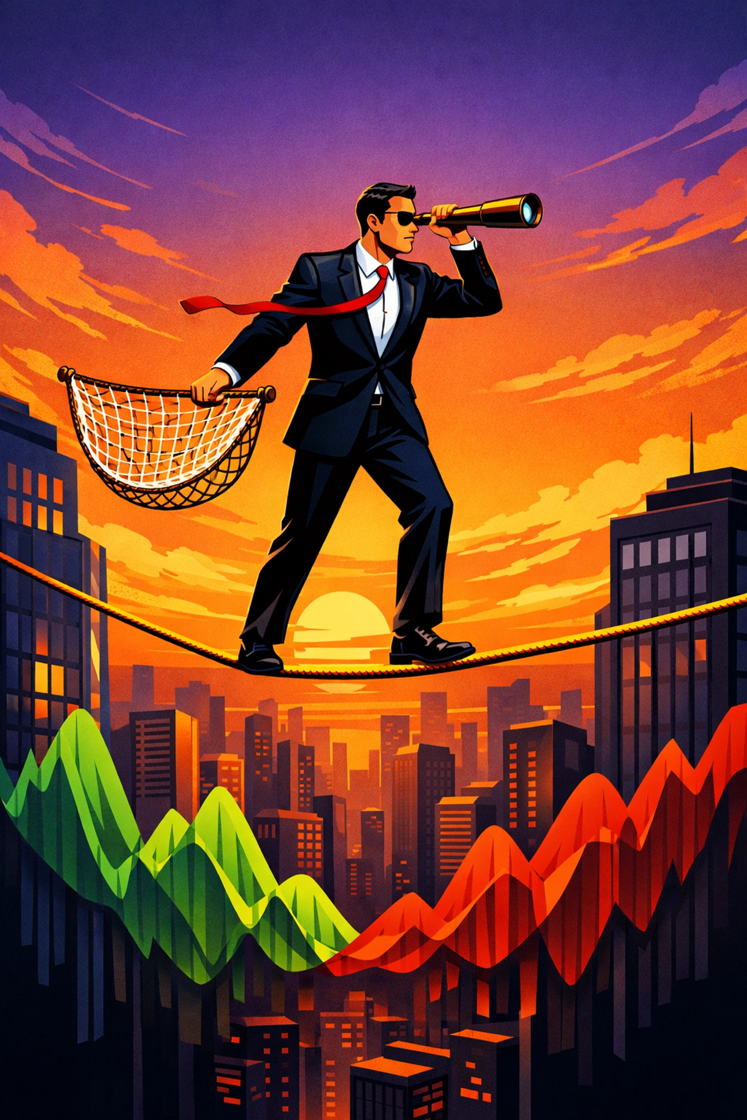 Investor balancing risk and reward using asymmetric investment strategies in volatile markets