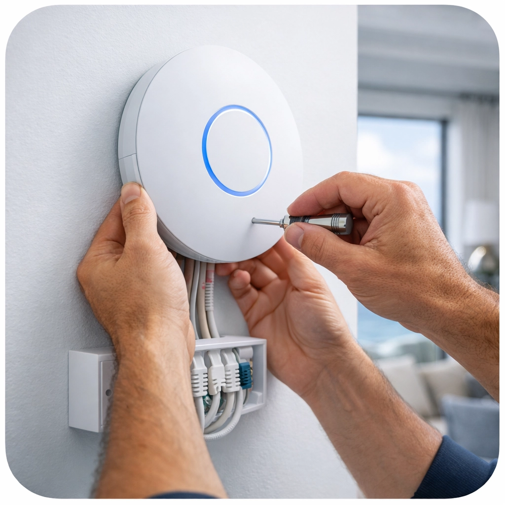 Professional WiFi access point installation by expert technician in Camps Bay