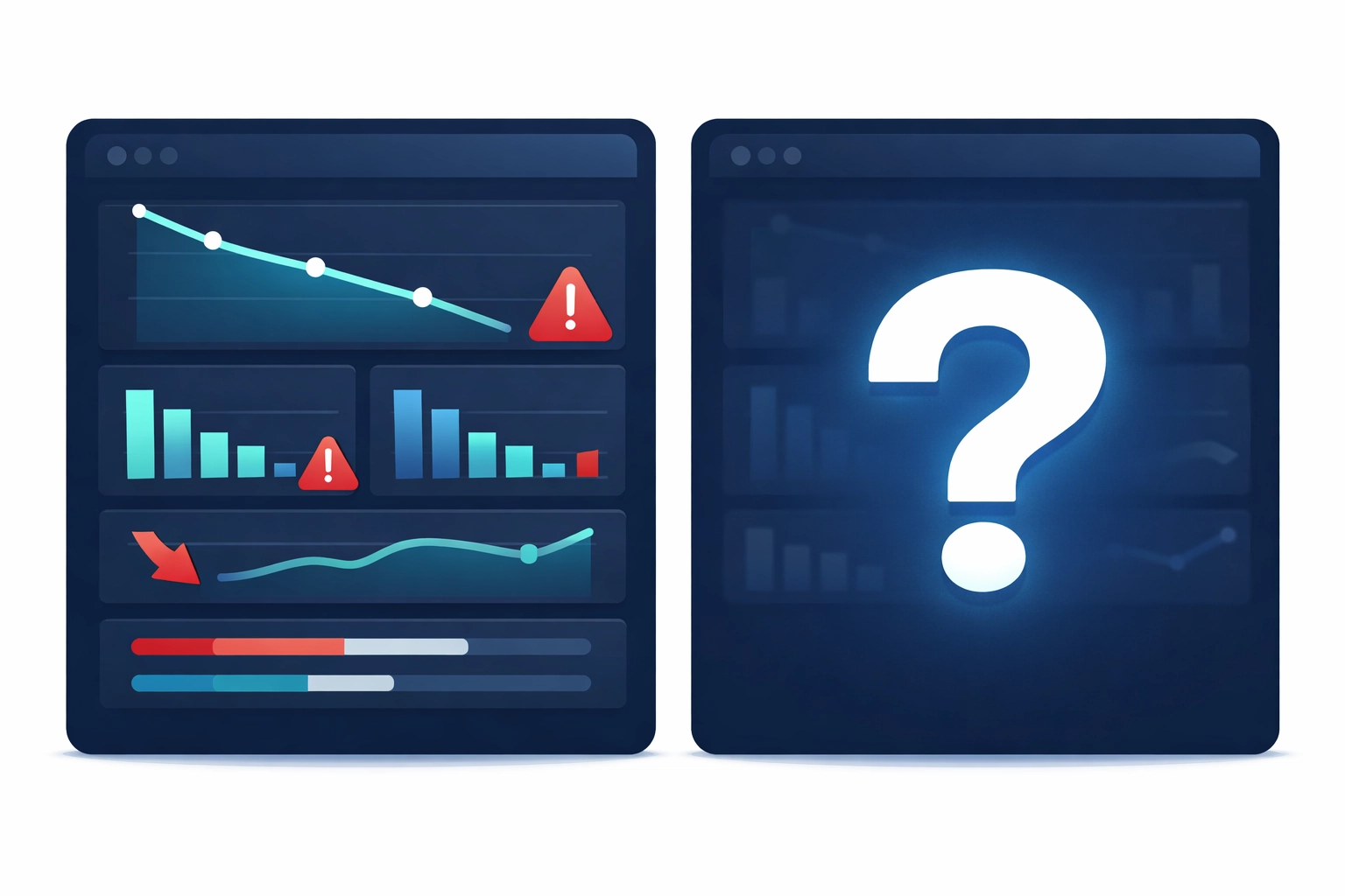 AI citation tracking dashboard showing metrics without actionable solutions or next steps