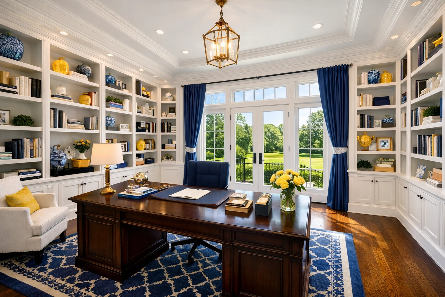 Spotless luxury home office in Southborough estate highlighting professional house cleaning services.