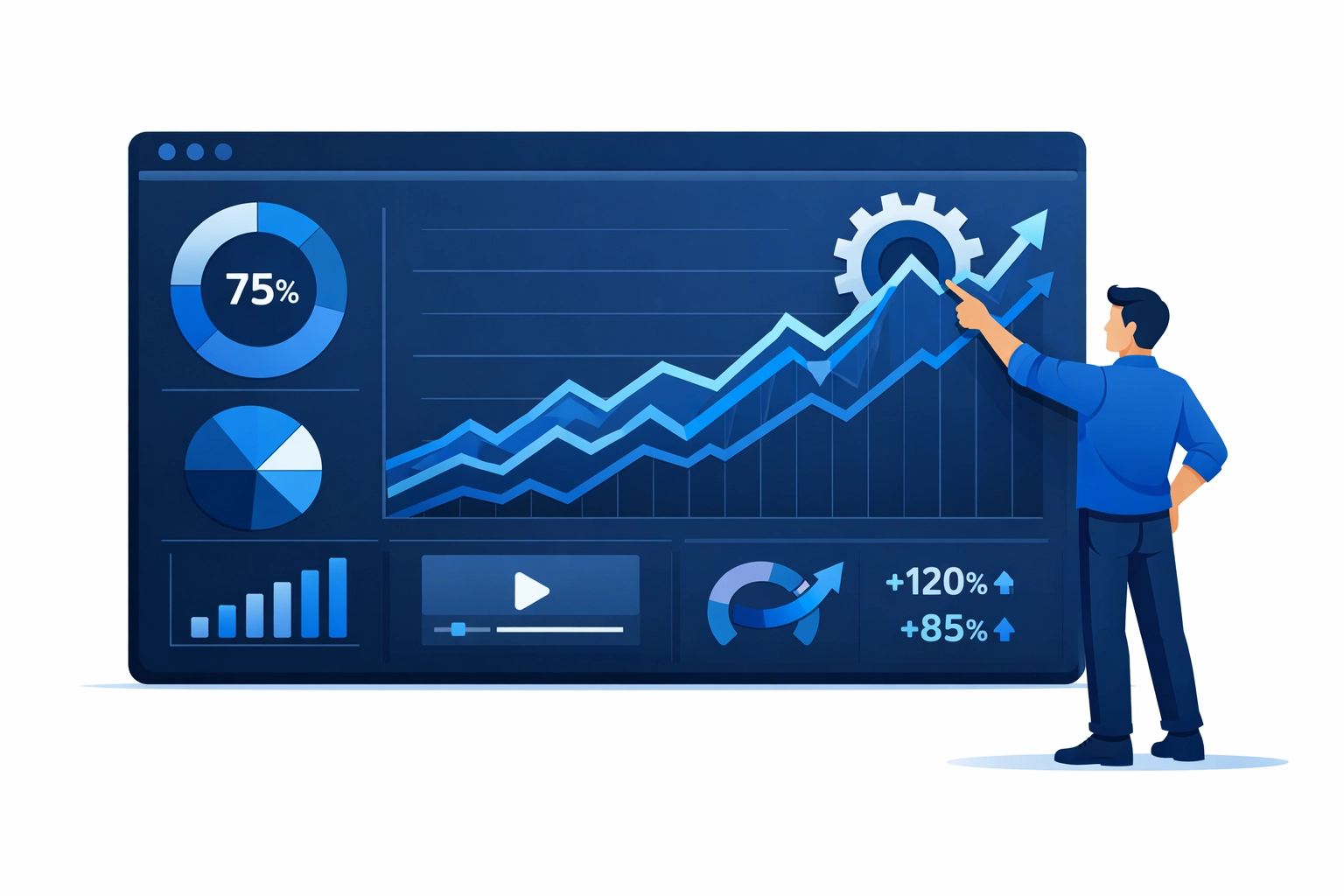 Data-driven marketing dashboard showing growth engine metrics for Monmouth County businesses.