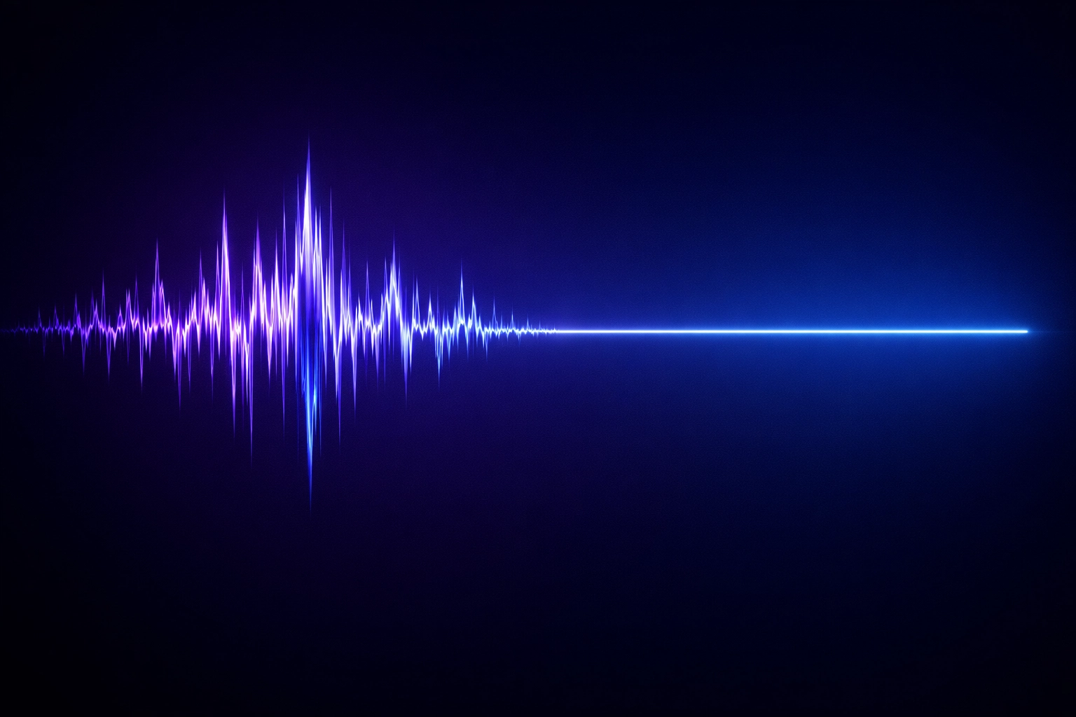Abstract soundwave changing from noise to a straight line, symbolizing auditory clarity in sensory-friendly meetings.