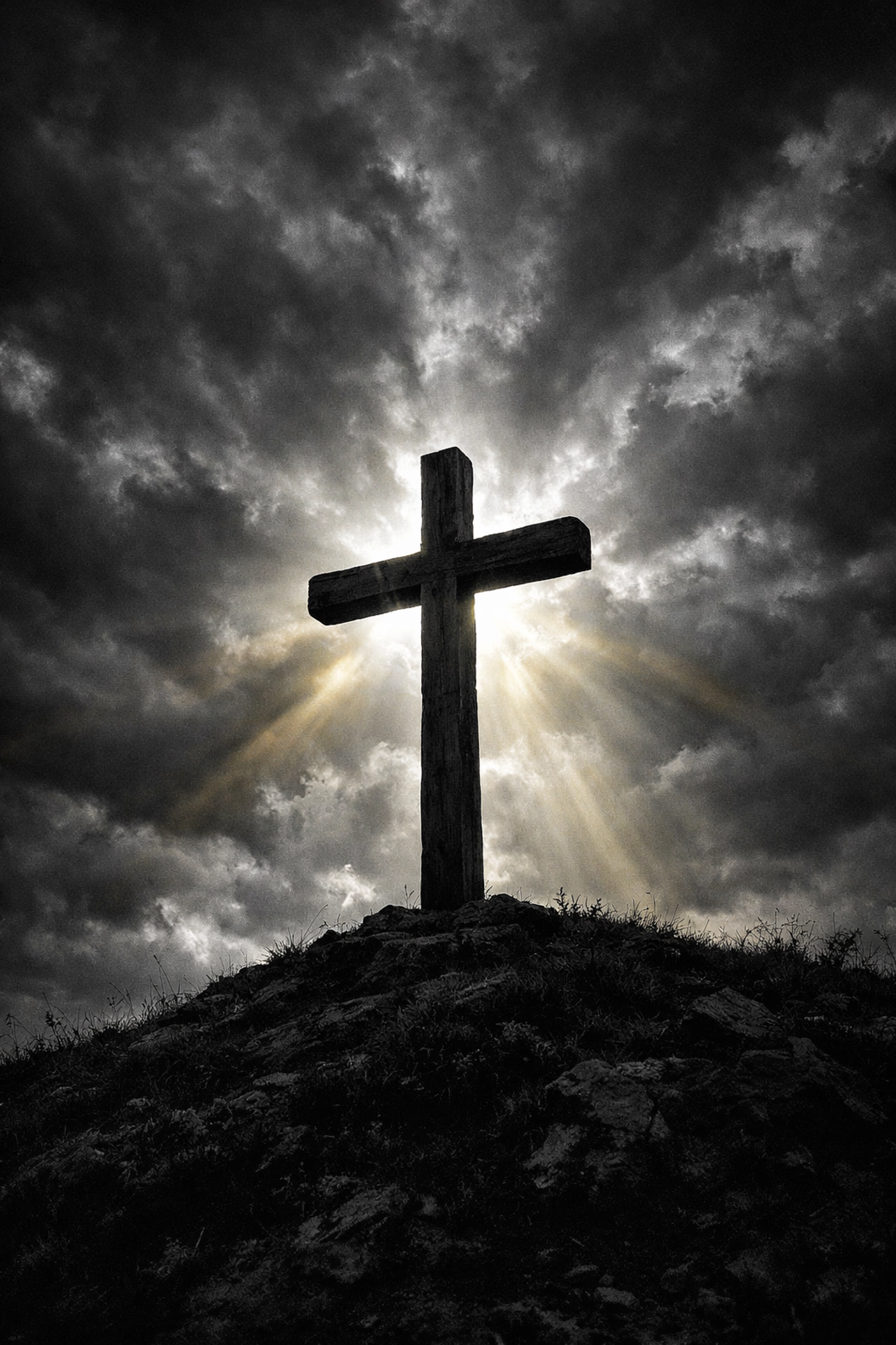 Cross on hill symbolizing Jesus' sacrifice and biblical masculinity model