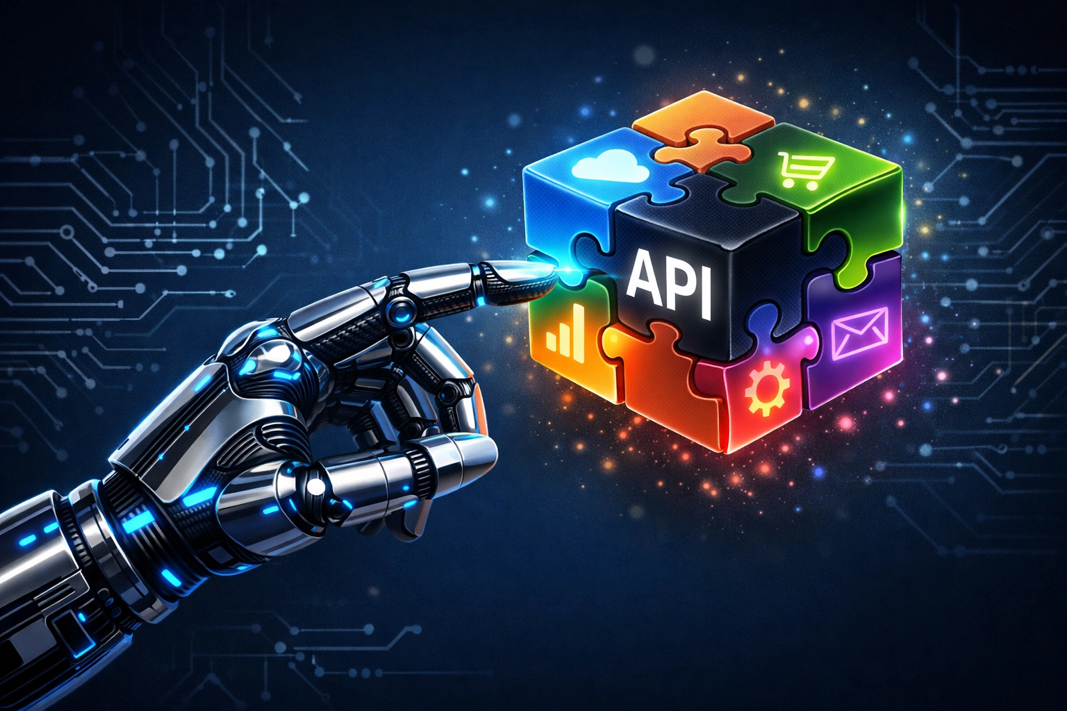 Illustration of a custom GPT connecting to software APIs to automate professional business tasks.