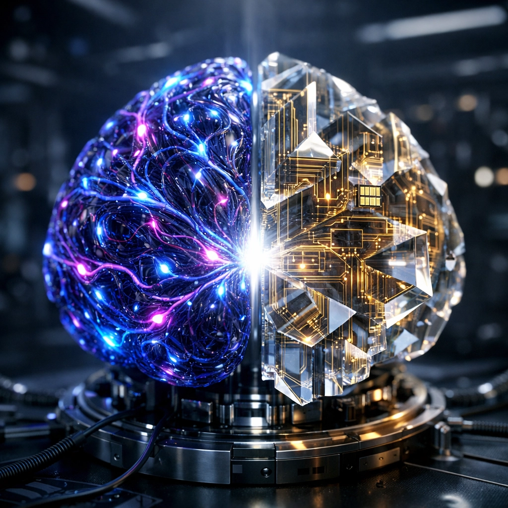 Neurosymbolic AI architecture visualizing the Governed Brain for explainable financial decision-making.