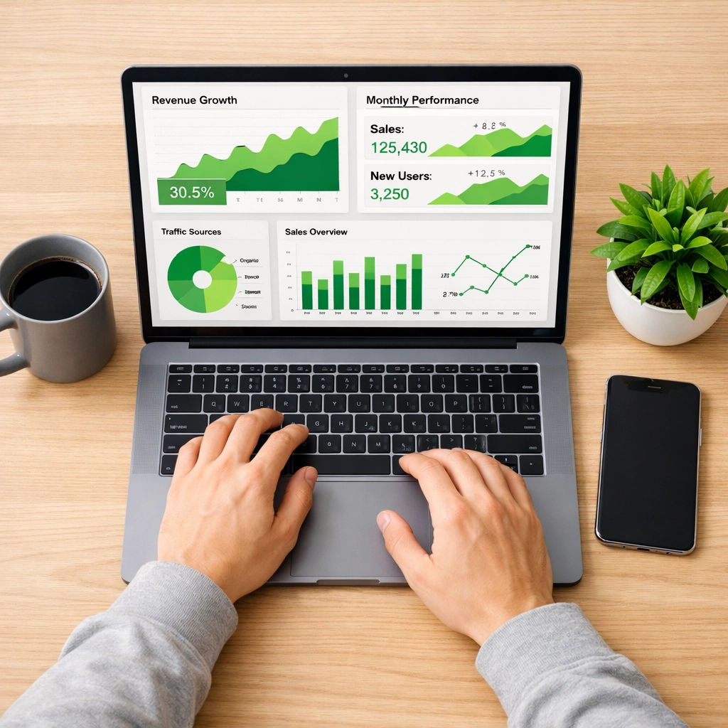 ServiceNow ROI and license audit dashboard on a laptop highlighting ITOM and ITAM platform health.