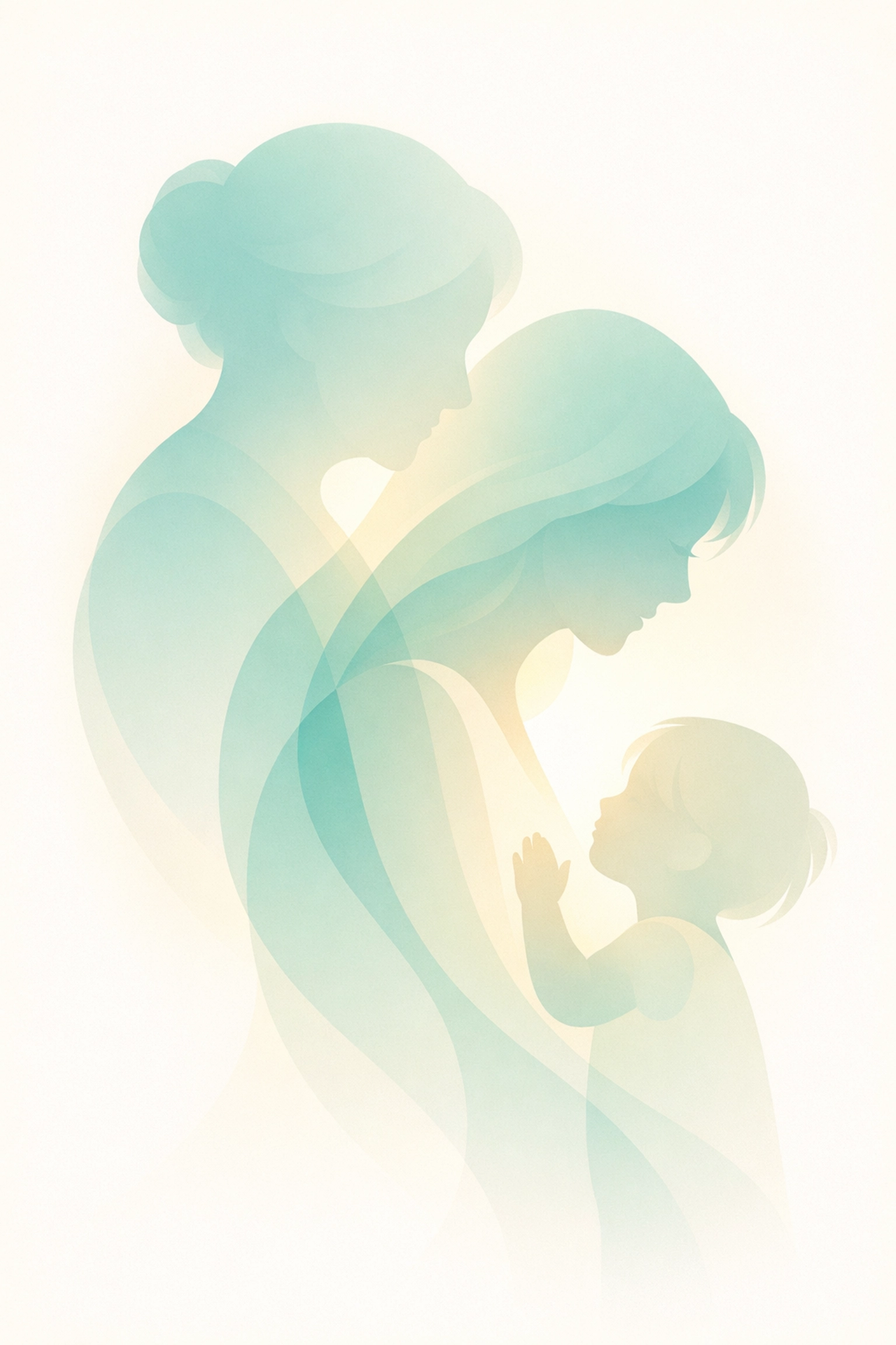 Three generations silhouettes showing family legacy passing through time