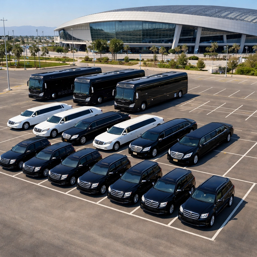 Fleet of luxury vehicles coordinated for Super Bowl corporate group transportation