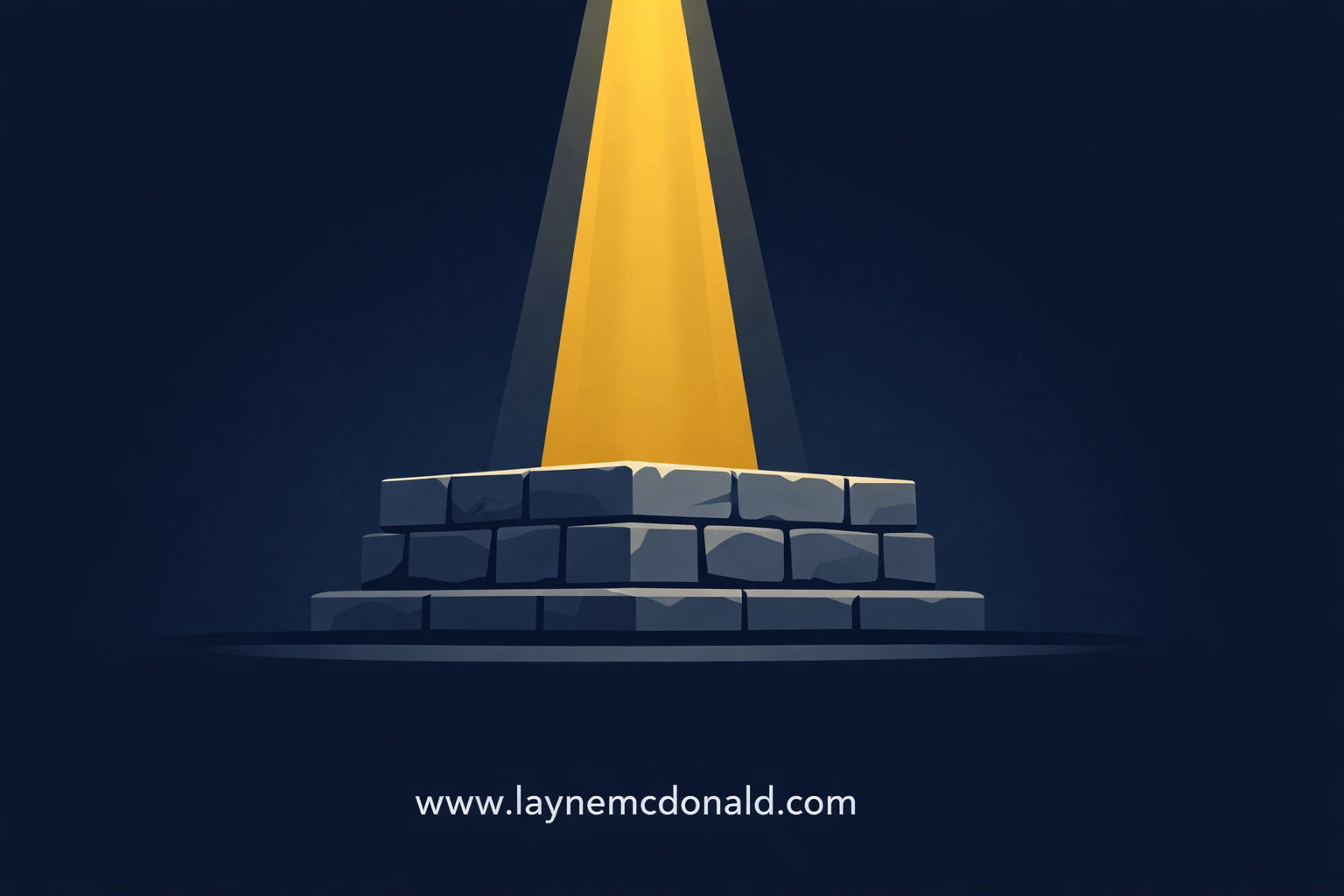Minimalist vector of a stone foundation lit by a spotlight, symbolizing a church leadership culture audit.