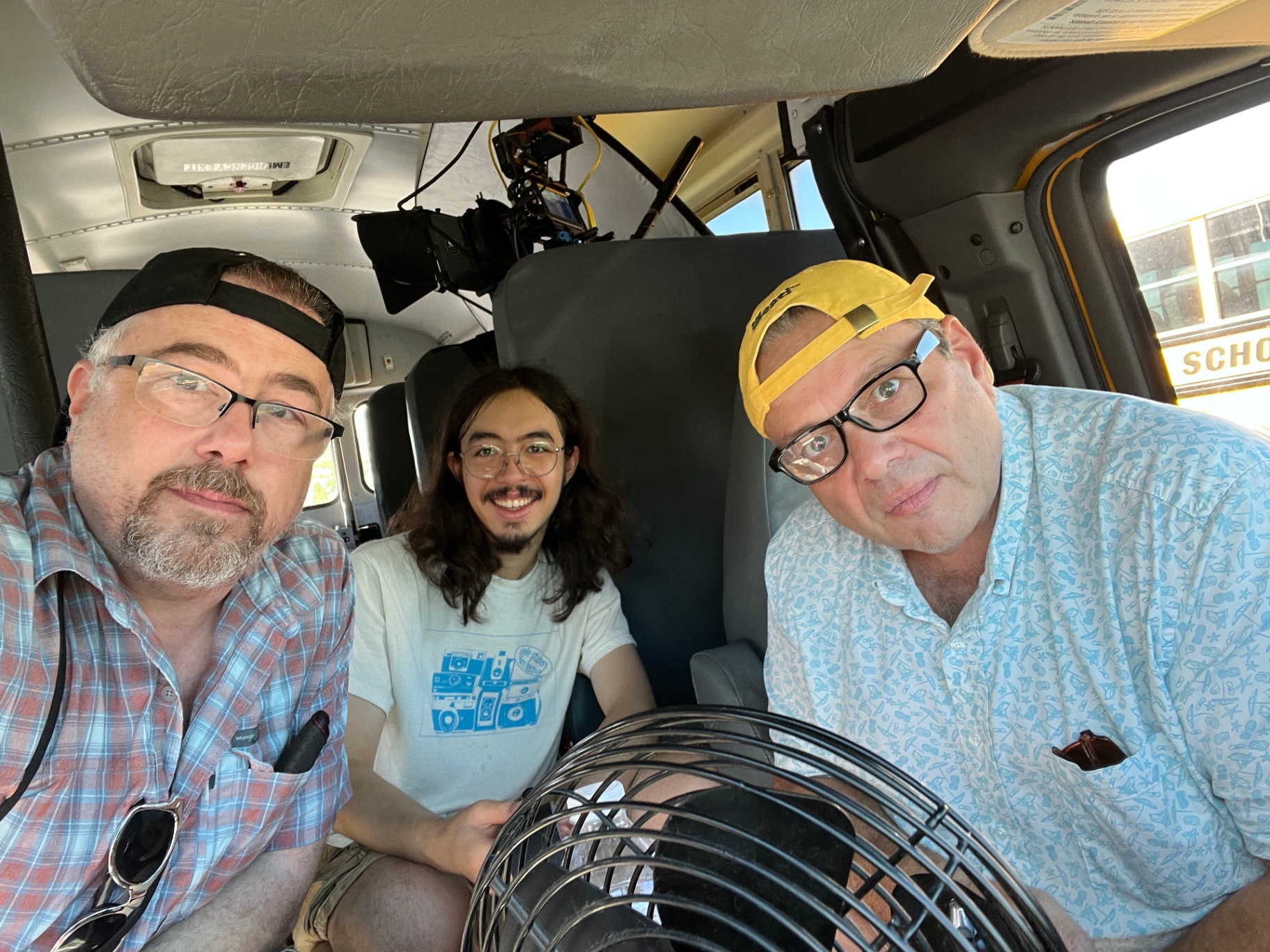 Behind-the-scenes on the school bus: tight quarters, real problem-solving, and the kind of set energy that turns a script into a shoot day