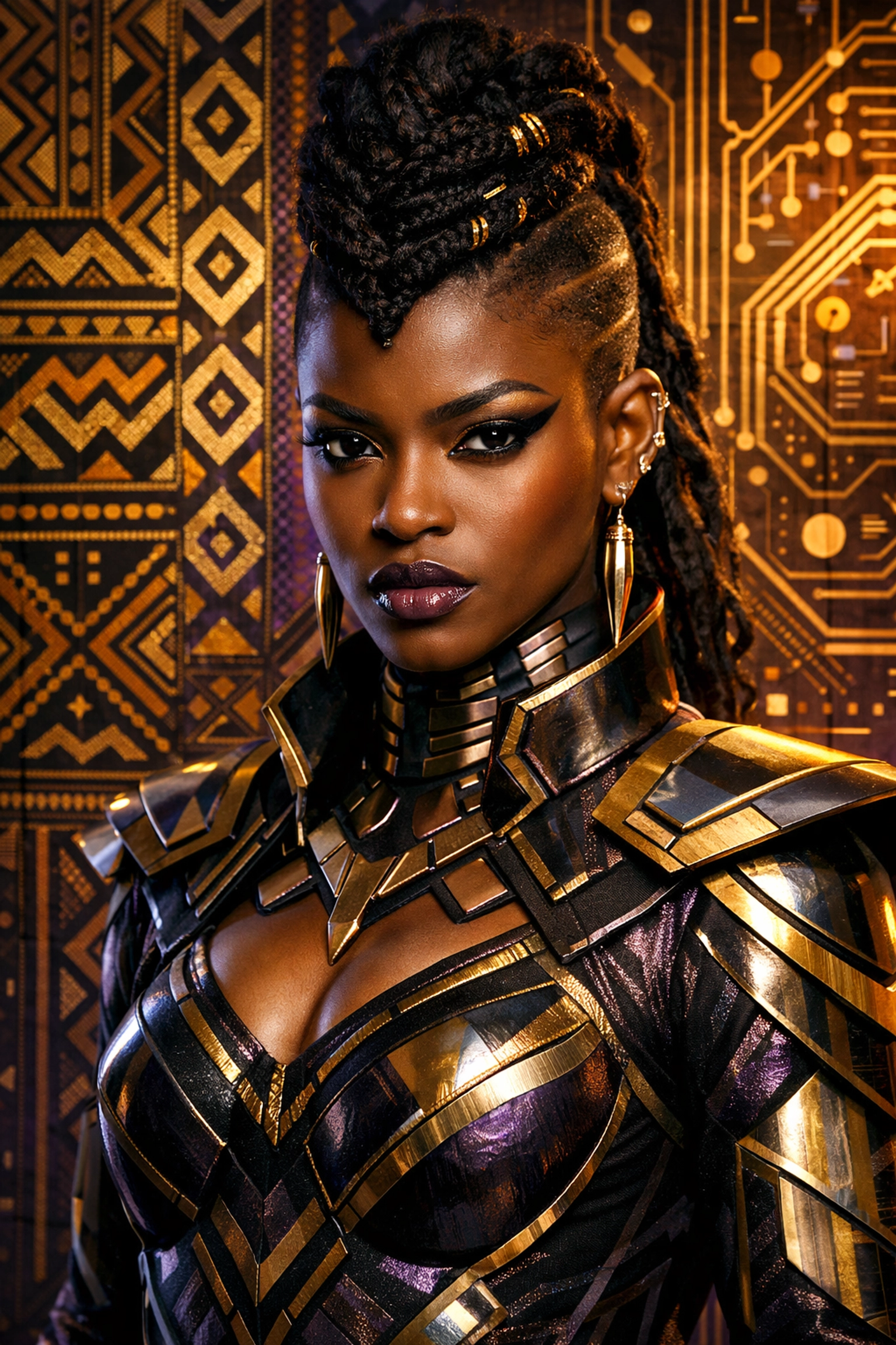 Afrofuturist Black woman portrait representing queer resistance and Black feminist power