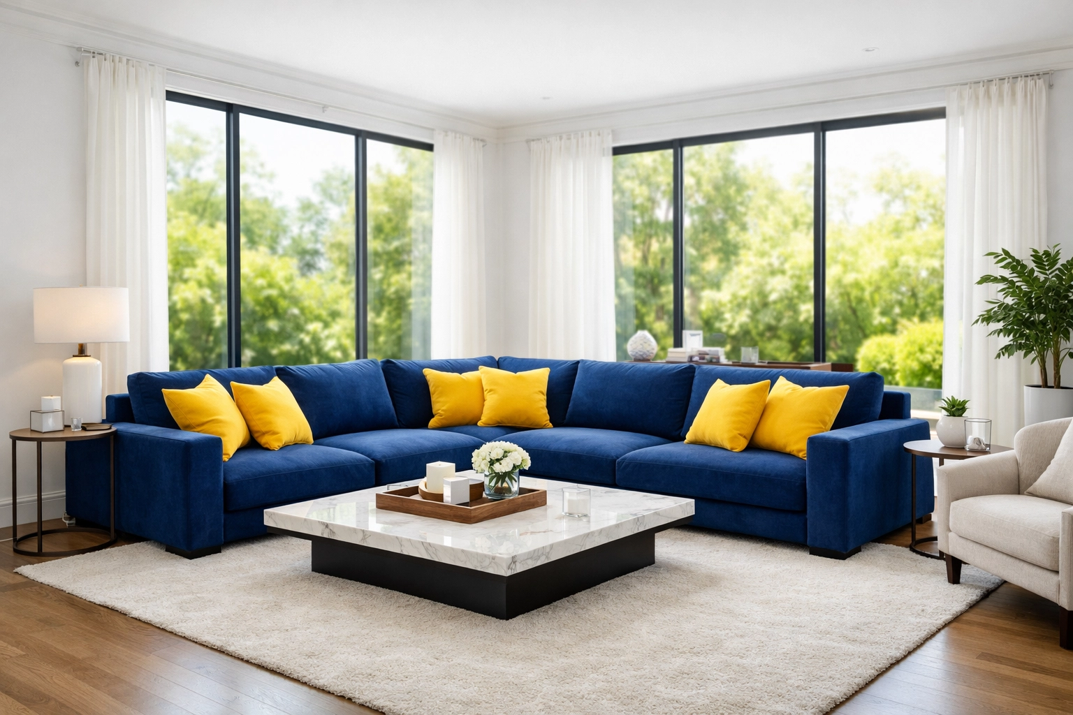 A tidy, stress-free luxury living room in Lowell MA after a recurring professional maid services Lowell visit.